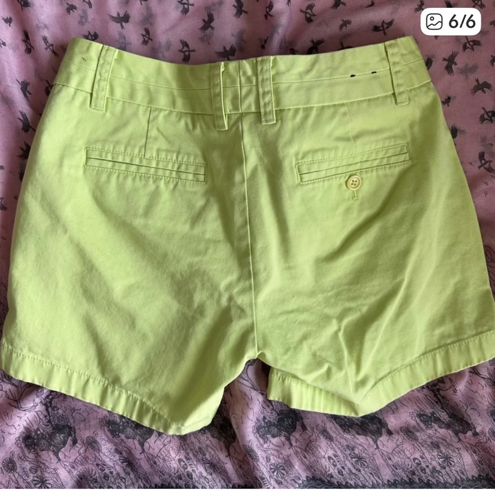 💚 J.Crew Chino Shorts Lime Green Size 2 Waist 30 Cotton Summer Shorts